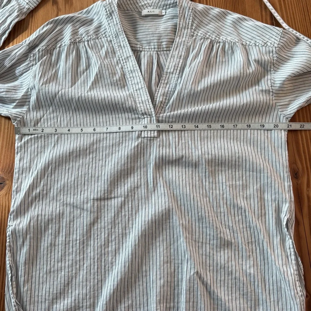 A.L.C. Laurie Silk and Cotton Striped Tunic Top - Picture 10 of 11